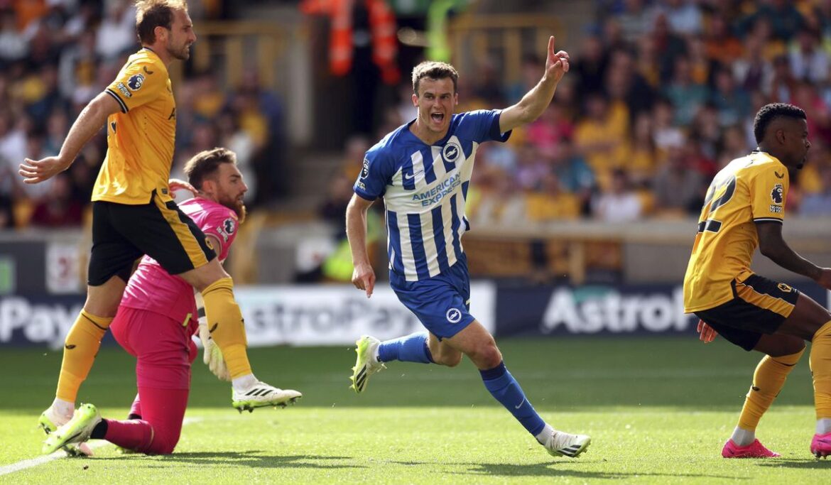 Solly March scores 2 as Brighton routs Wolverhampton 4-1