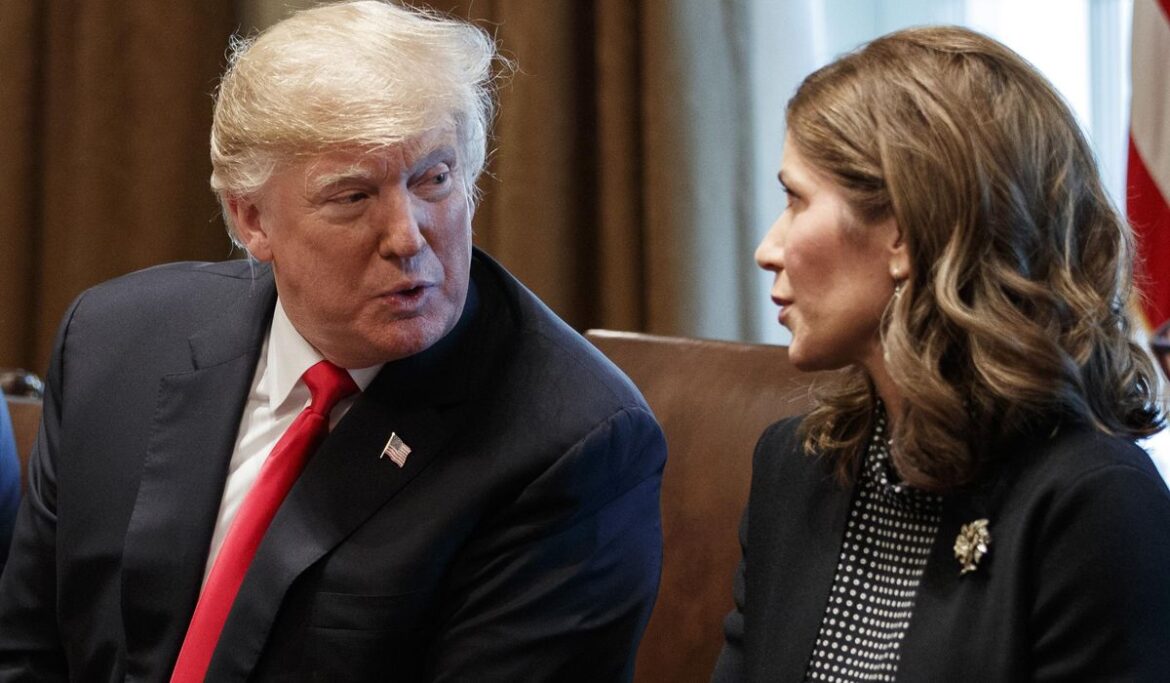 Kristi Noem endorses Donald Trump as he visits South Dakota