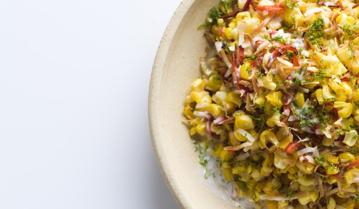 RECIPE: Charred corn with coconut, chilies and lime