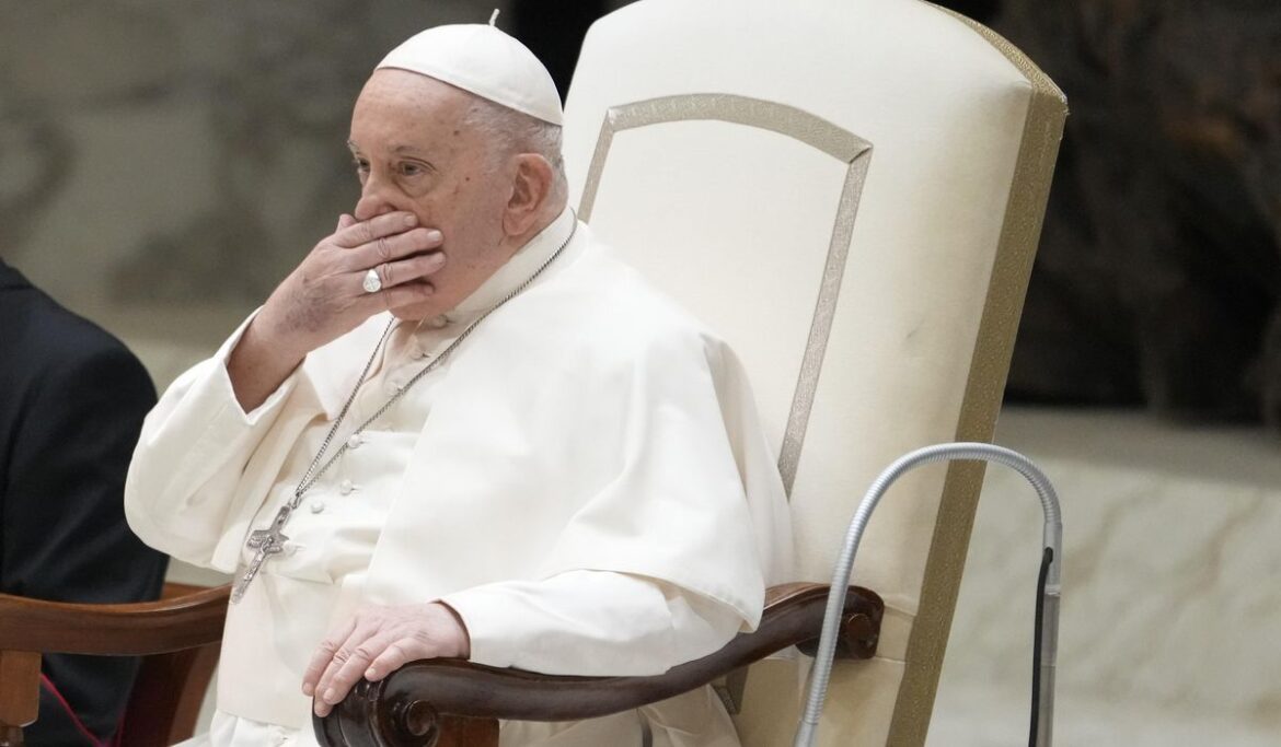 An ailing Pope Francis appears at a weekly audience but says he's not well and has aide read speech