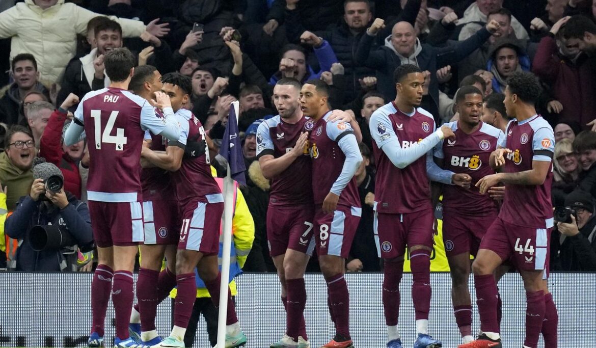 Aston Villa beats injury-hit Tottenham 2-1 to move just 2 points off the lead in the Premier League