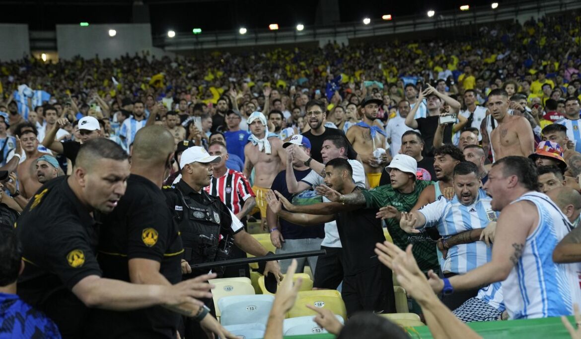 Brawling fans in stands delay start of Argentina-Brazil World Cup qualifying match for 27 minutes