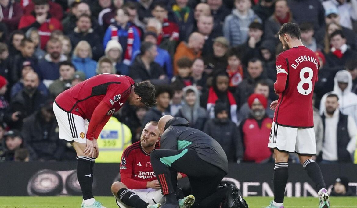 Man United's Christian Eriksen injured in Premier League game against Luton