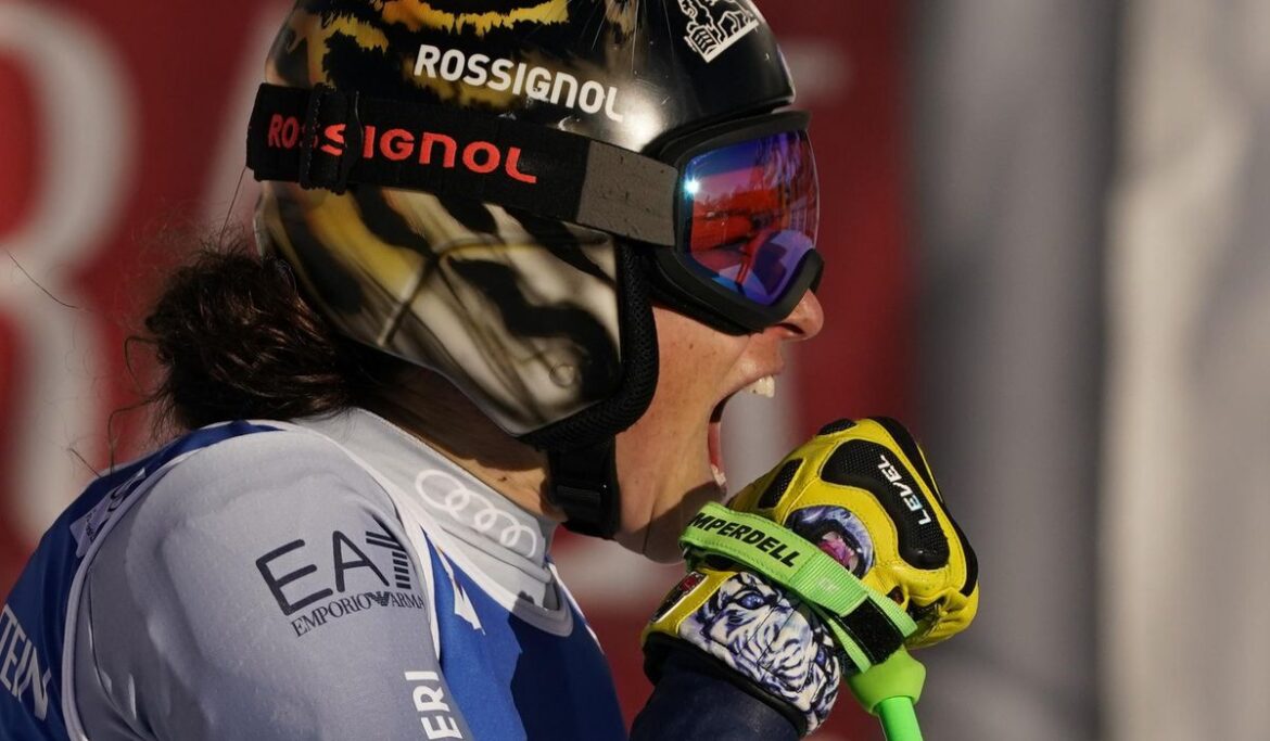 Federica Brignone wins World Cup super-G, cuts gap to Mikaela Shiffrin after the American skies out