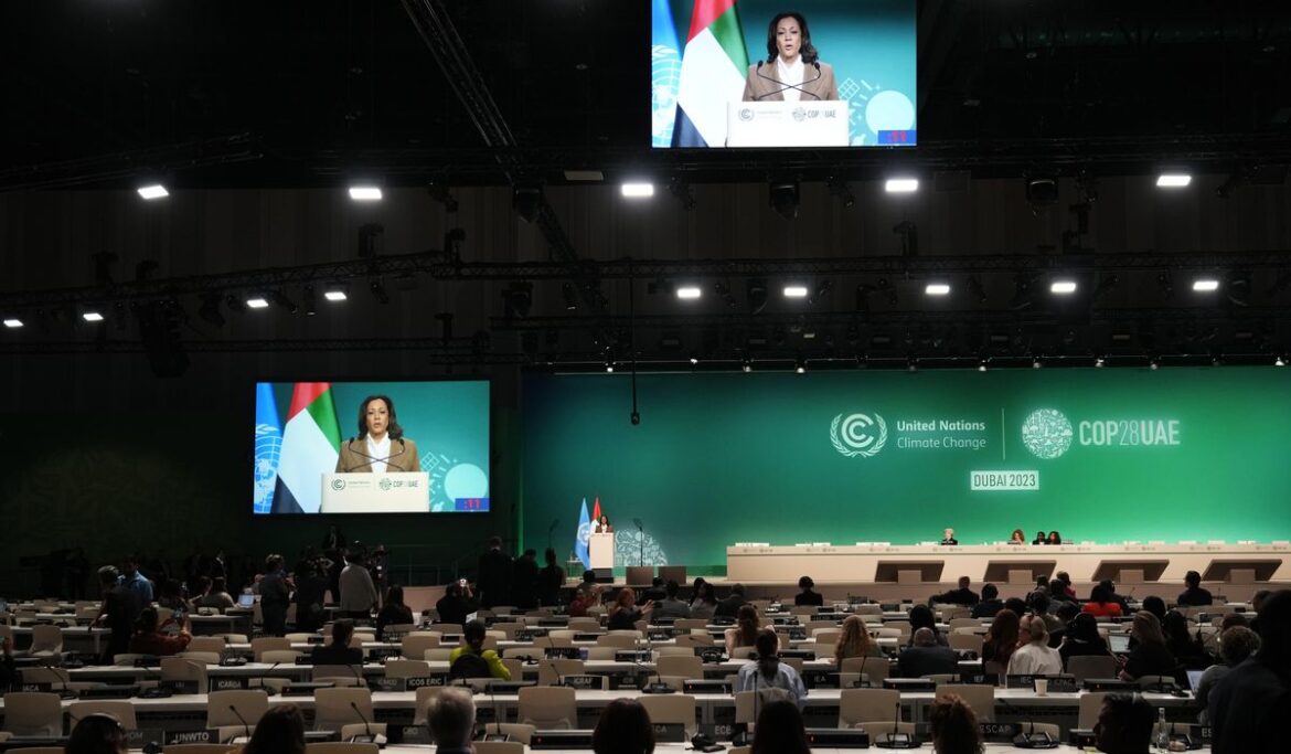 Kamala Harris in Dubai to tackle climate change and war. Each carries high political risks at home