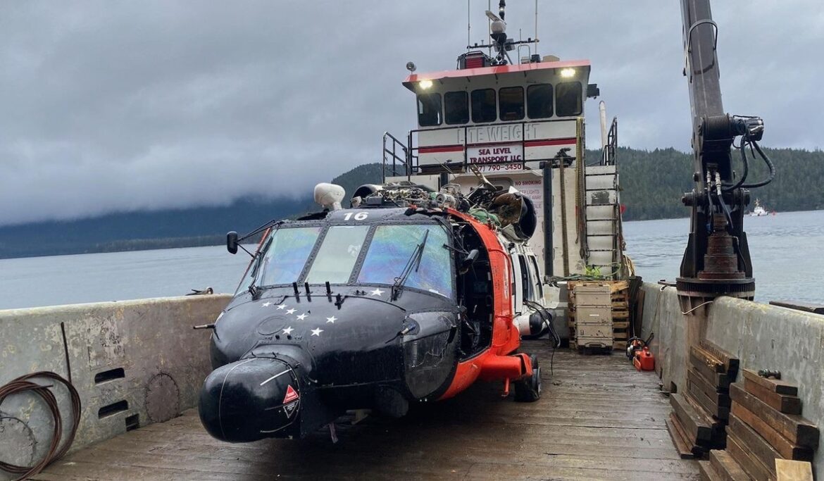 U.S. Coast Guard helicopter recovered after crash during rescue mission in Alaska